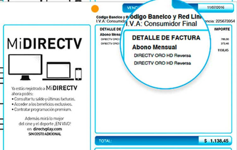 Detalle factura DIRECTV