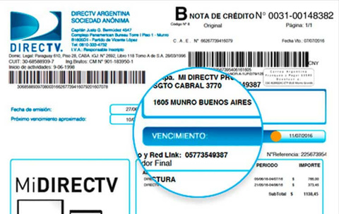 Fecha de vencimiento Factura DIRECTV