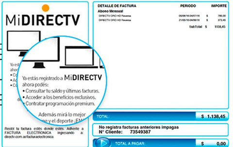 Información adicional Factura DIRECTV