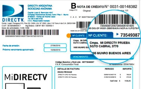 Número de cliente DIRECTV