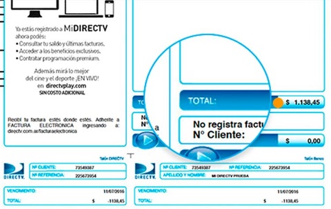 Total factura DIRECTV