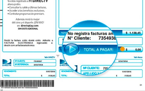 Total a pagar Factura DIRECTV